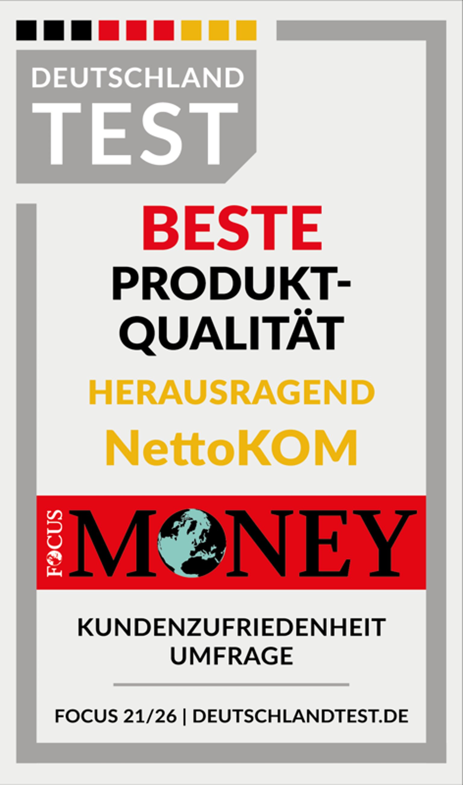 Siegel Focus Money Produktqualität 2026 – NettoKOM Ratgeber