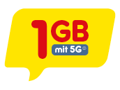 Sprechblase mit Text: 1 GB mit 5G bei NettoKOM