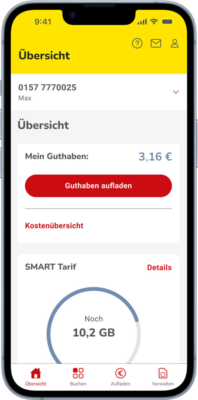 Abbildung Tarif-Übersicht in der NettoKOM App