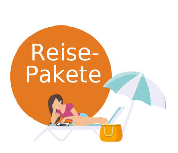 Illustrationen zu Zusatz-Optionen: Daten-Pässe für 24 Stunden und Reise-Pakete zur flexiblen Ergänzung des Tarifs.