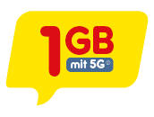 Sprechblase mit Text: 1 GB mit 5G bei NettoKOM