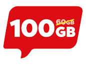 Sprechblase mit neuem Datenvolumen 100 GB, durchgestrichener alter Wert 60 GB – NettoKOM.