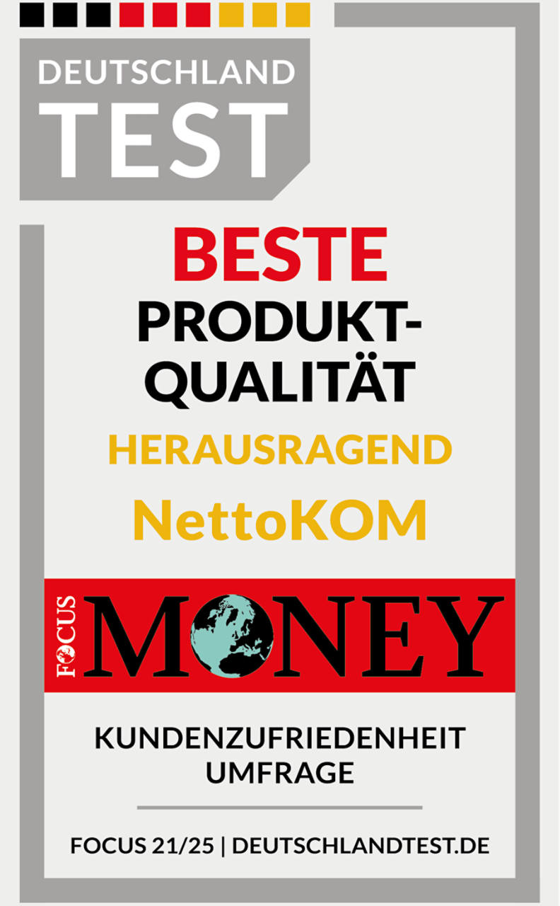 Siegel Focus Money Produktqualität 2025 | NettoKOM Ratgeber