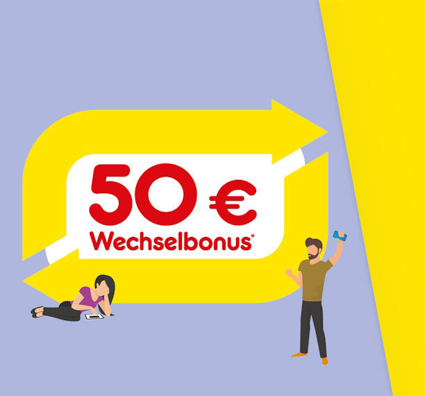 Teaser zur 50€ Wechselbonus Aktion Start mit SMART | NettoKOM